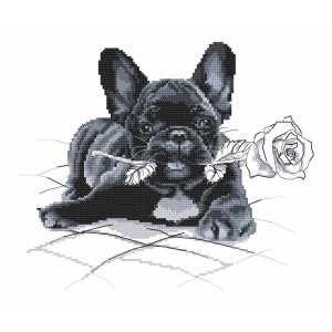 W 8769 Cross stitch pattern PDF - French bulldog - I'm sorry