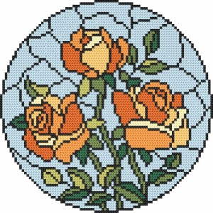 K 8603 Předtištěná kanava - Vitrážové růže