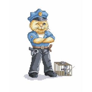 ZN 8781 Cross stitch tapestry kit - Cat - policeman