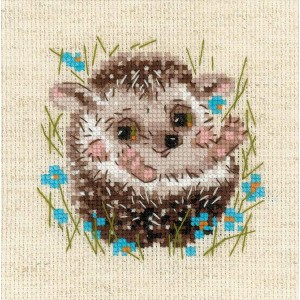 RIO 1753 Cross stitch kit with yarn - Little hedgehog