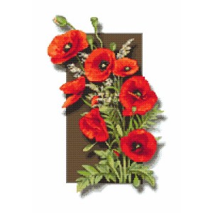 K 10173 Tapestry canvas - Delicate poppies 3D