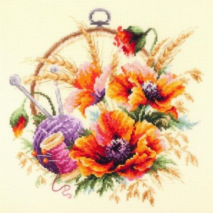 MN 100-123 Cross stitch kit - Poppies for needlewoman