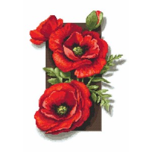 W 10172 Cross stitch pattern PDF - Poppies 3D