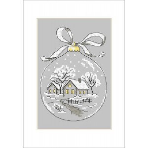 ZU 10234-01 Cross stitch kit - Postcard - Christmas ball with huts
