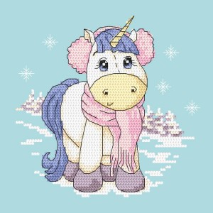 GC 10240 Cross stitch pattern - Unicorn - Winter time