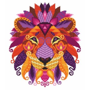 ZN 10604 Cross stitch tapestry kit - Colourful lion