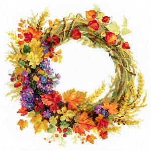 RIO 1537 Cross stitch kit with mouline - Wreath with wheat