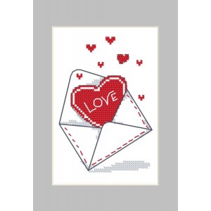 ZU 10262-01 Cross stitch kit - Postcard - Envelope with a heart