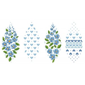 W 10607 Cross stitch pattern PDF - Easter egg with forget-me-nots