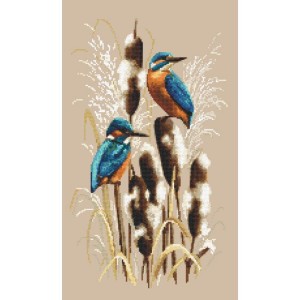 GC 10439 Cross stitch pattern on paper - Kingfishers in the reeds