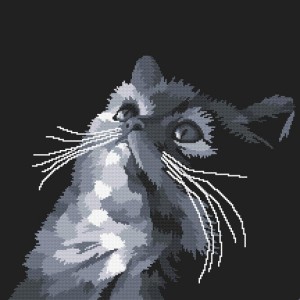 GC 10638 Cross stitch pattern on paper - Gray cat