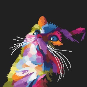 W 10637 Cross stitch pattern PDF - Colourful cat