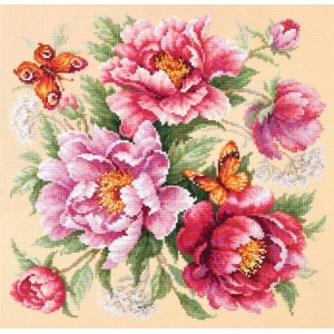 MN 140-001 Cross stitch kit - Flower magic - peonies