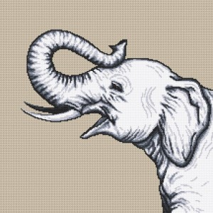 Z 10655 Cross stitch kit - Black and white elephant