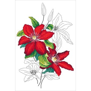 W 10321 Cross stitch pattern PDF - Lofty klematis