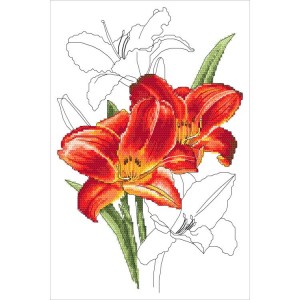 W 10320 Cross stitch pattern PDF - Romantic lily
