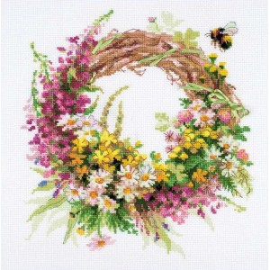 RIO 1456 Cross stitch kit with mouline - Wreath with fireweed