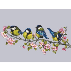 W 10328 Cross stitch pattern PDF - Tits on a twig