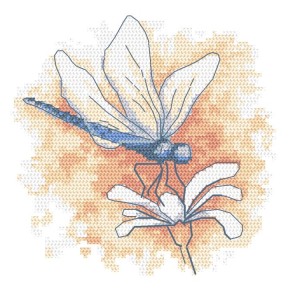 W 10466 Cross stitch pattern PDF - Pastel dragonfly