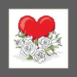 S 10327-02 Vzor na vyšívání na mobil - Přání - Srdce z květů růže