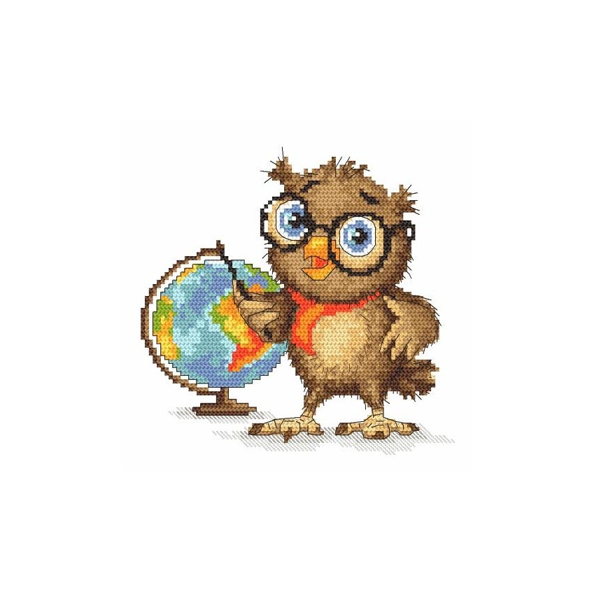 Cross stitch pattern for a phone - Small owl - geographer
