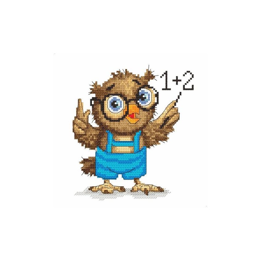 Cross stitch pattern for a phone - Small owl - mathematician