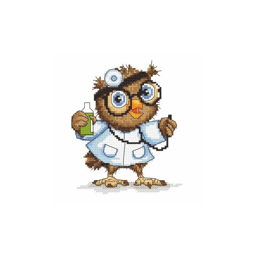 Cross stitch pattern for a phone - Small owl - doctor