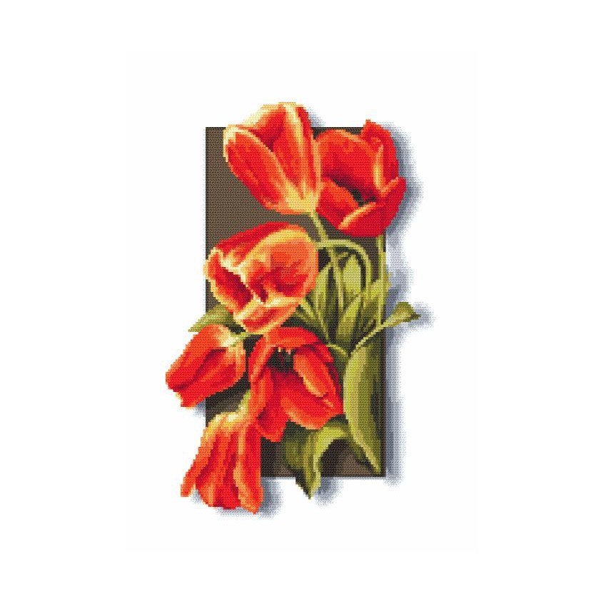 Cross stitch pattern for a phone - Tulips 3D