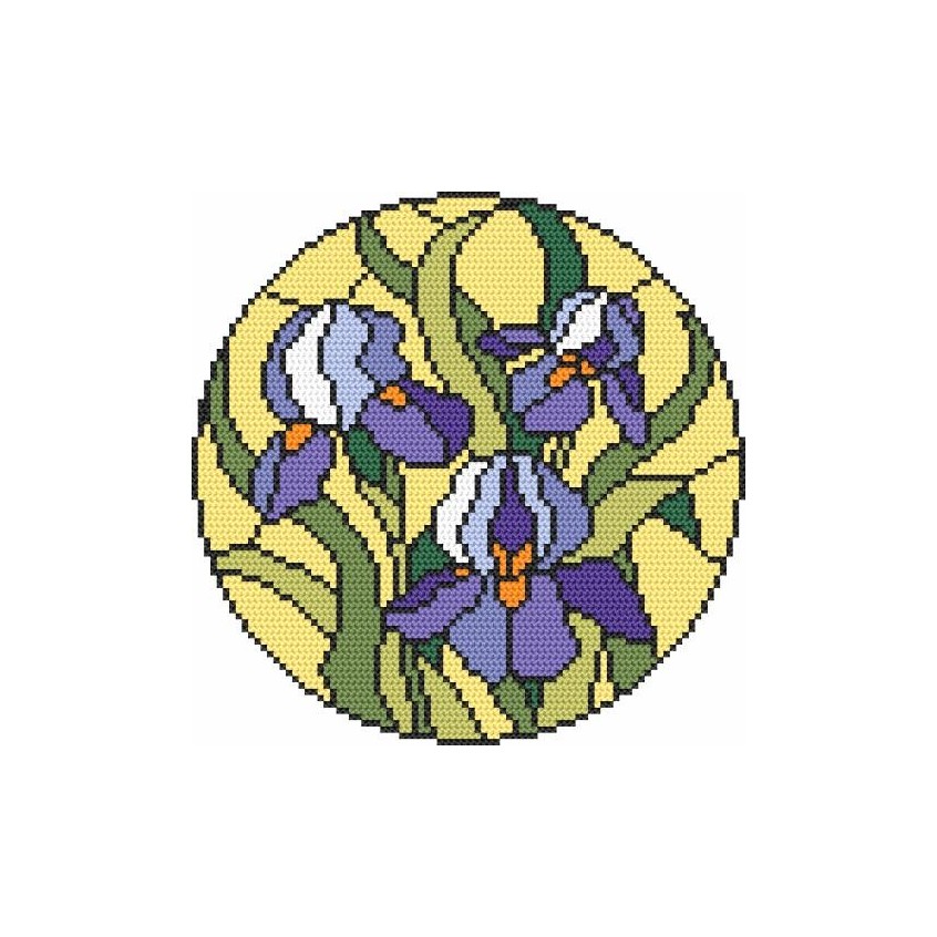 Cross stitch pattern for a phone - Stained glass - Irises