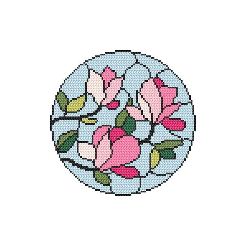 Cross stitch pattern for a phone - Stained glass - Magnolias