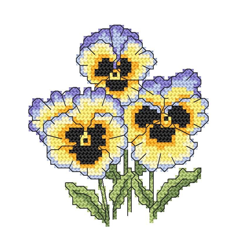 Cross stitch pattern for a phone - Rococo pansies