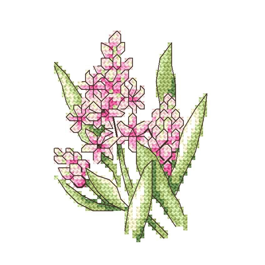 Cross stitch pattern for a phone - Pink hyacinths