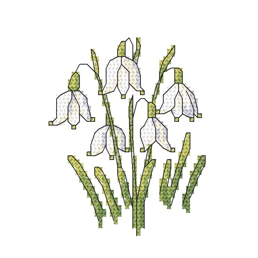 Cross stitch pattern for a phone - Spring snowdrop